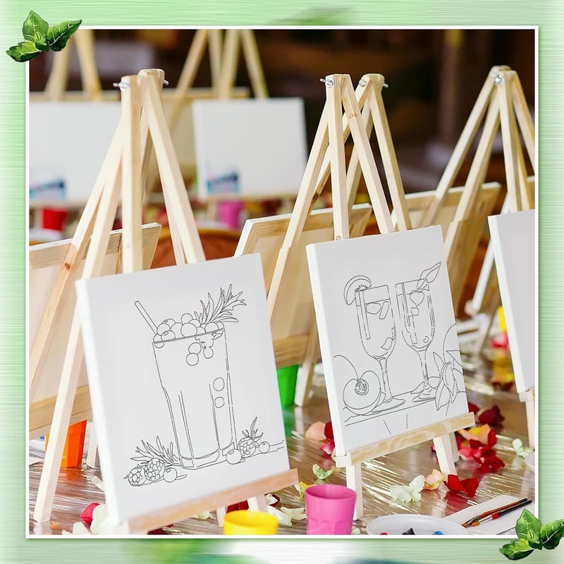 Affrolling 12 Pcs Pre Drawn Canvas for Painting for Adults 8 x 8 Inch Canvas Painting Kits Stretched with Drawing Ready to Paint Beginner Artists Date Night Party Supplies (Cocktail) - Image 4